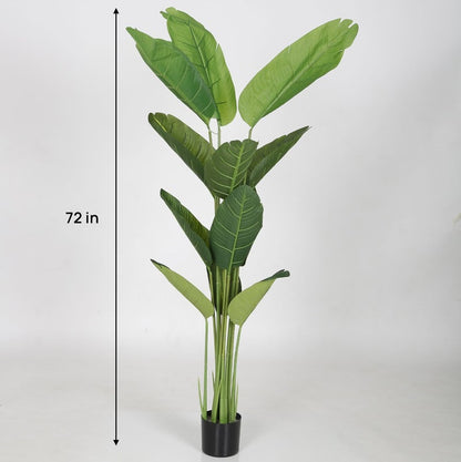 Artificial Banana Leaves Plant with Plastic Pot 72 Inches