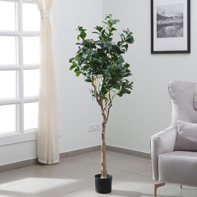 Green Ficus Artificial Real Touch Plant With Pot | 64 Inch Default Title