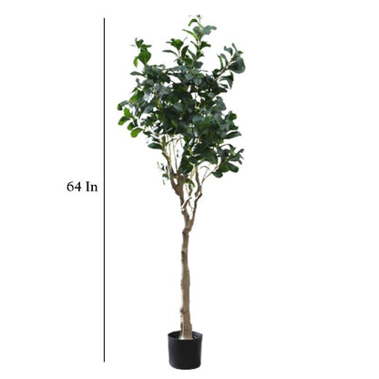 Green Ficus Artificial Real Touch Plant With Pot | 64 Inch Default Title