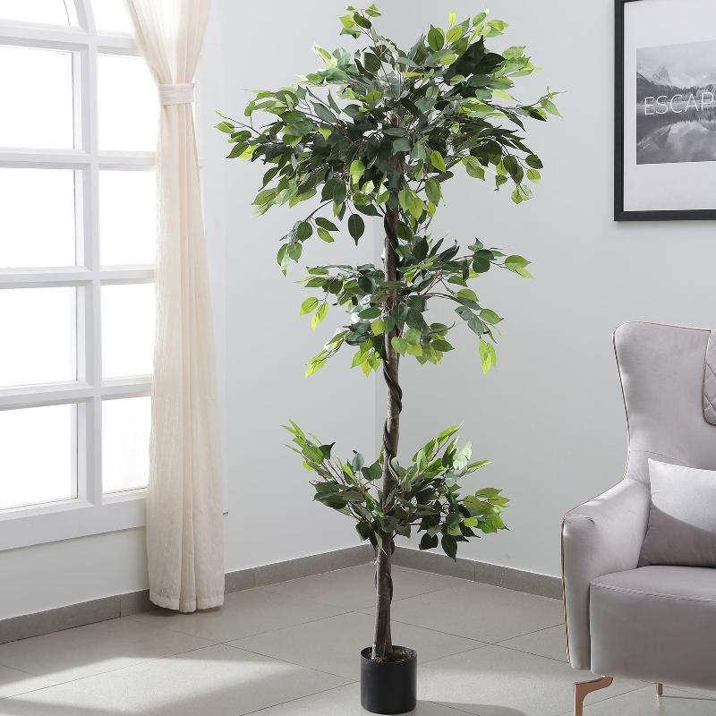 Artificial Green Real Touch Ficus Plant With Pot | 72 Inch Default Title