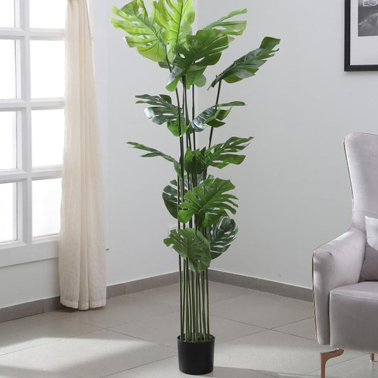 Décor Artificial Green Real Touch Ficus Plant With Pot | 72 Inch Default Title