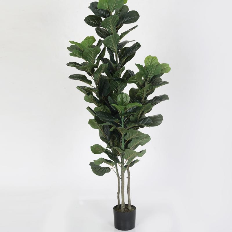 Artificial Yellow Real Touch Fiddle-leaf fig Plant With Pot | 72 Inch Default Title