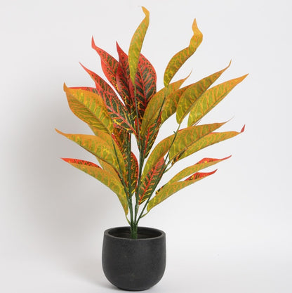 Artificial Iceton Croton Plant | 26 Leaves Red