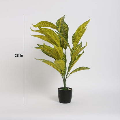 Artificial Indoor Intertior Iceton Croton Plant With Pot Yellow