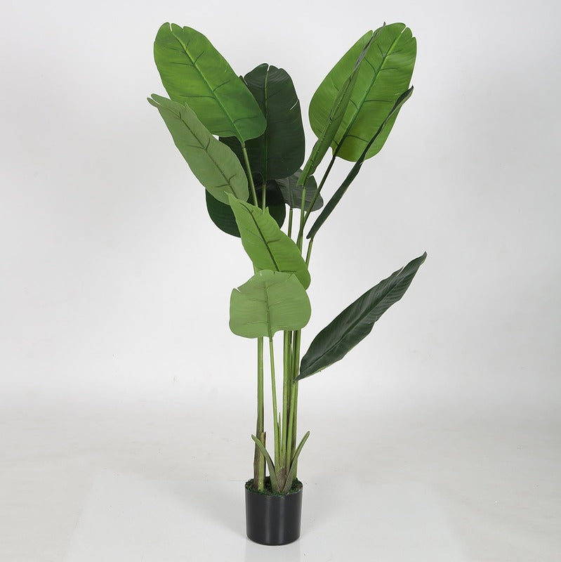 Artificial Banana Leaves Plant with Plastic Pot 64 Inches