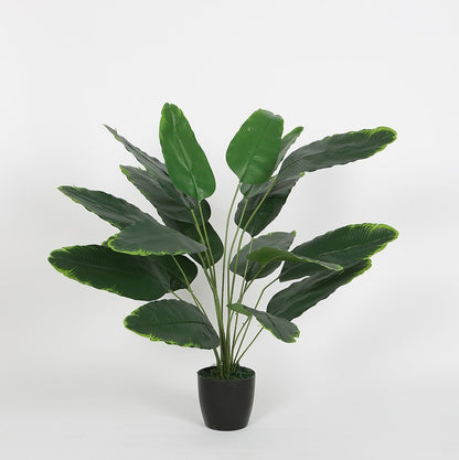 Artificial Banana Leaves Plant with Plastic Pot 32 Inches