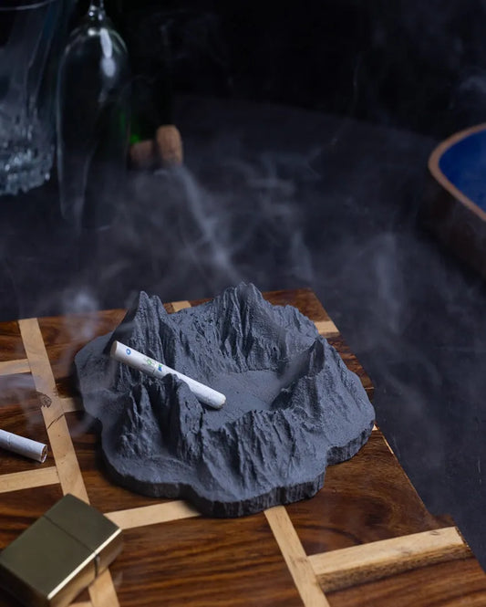 Mountain Inspired Elegant Design Alpine Concrete Ashtray | 6 x 6 x 2 inches