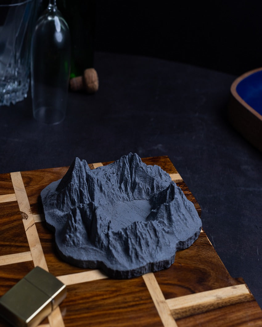 Mountain Inspired Elegant Design Alpine Concrete Ashtray | 6 x 6 x 2 inches