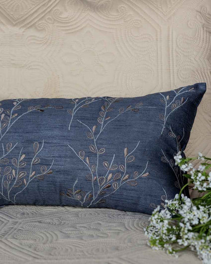 Timeless Grey Paisley Embroidered Cushion Cover | 12 x 18 inches