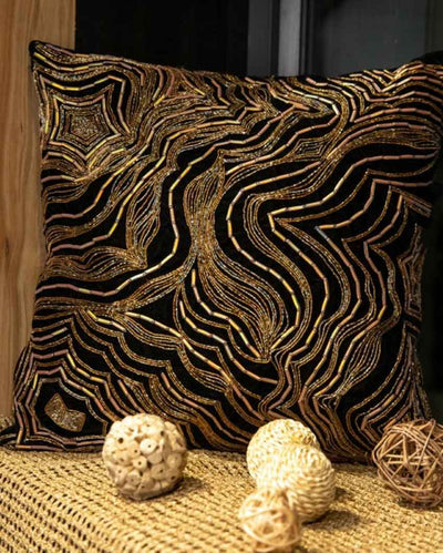 Bold Black Marble Cushion Cover | 16 x 16 inches