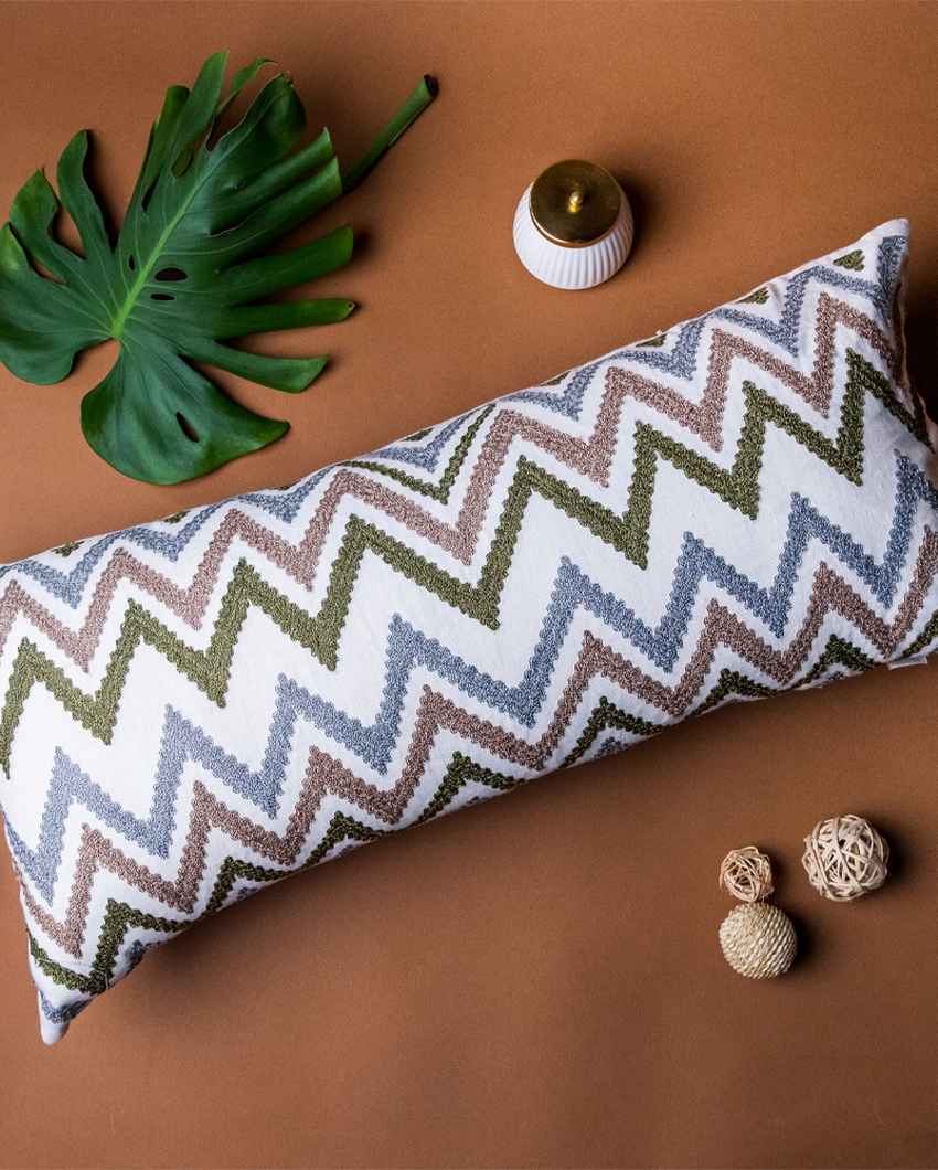 Minimal White Chevron Cushion Cover | 14 x 32 inches