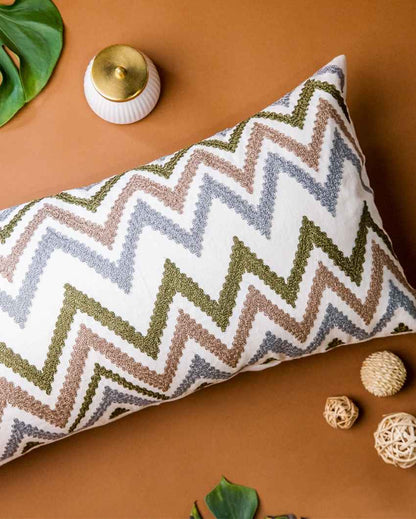 Minimal White Chevron Cushion Cover | 14 x 32 inches