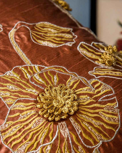 Charming Rust Anemone Cushion Cover | 18 x 18 inches