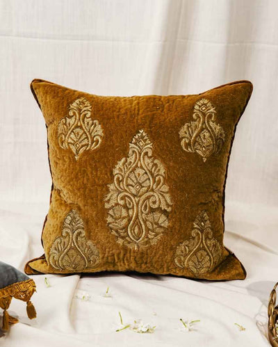 Refined Mustard Paisley Quilted Cushion Cover | 18 x 18 inches