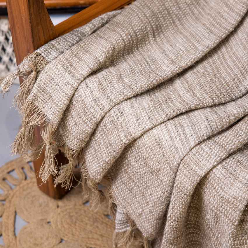 Rustic Jute Beige Throw | 60 x 90 inches