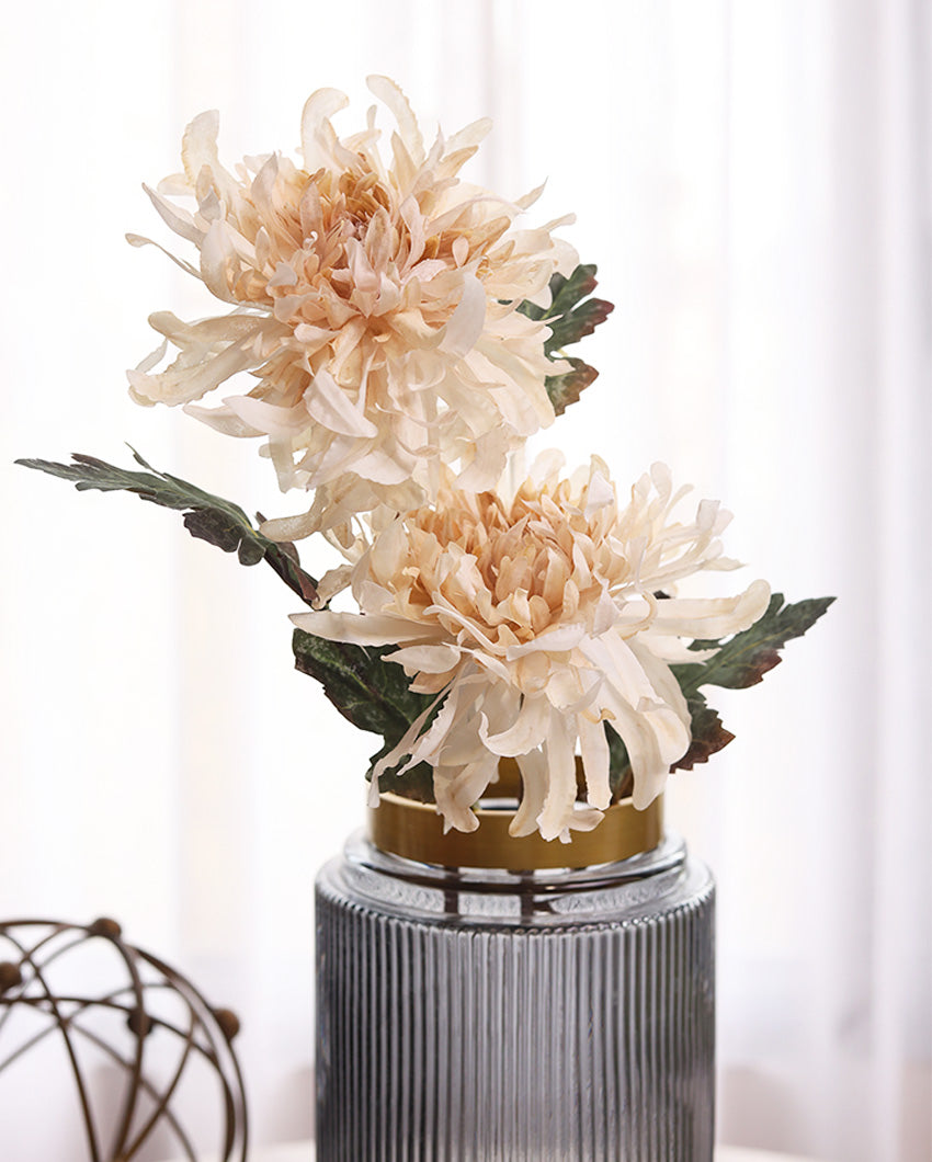 White Autumn Chrysanthemum Artificial Flower | Set Of 2 | Vase Not Included