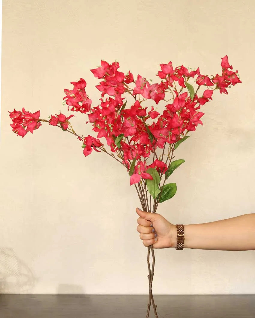 Bougainvillea Artificial Stick Flowers | Set Of 2 | Vase Not Included