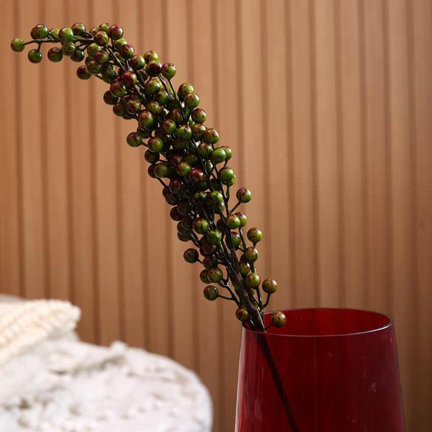 Olive Green Cherry Artificial Flower | Vase Not Included