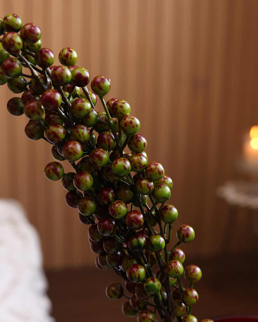 Olive Green Cherry Artificial Flower | 2.6 feet | Vase Not Included