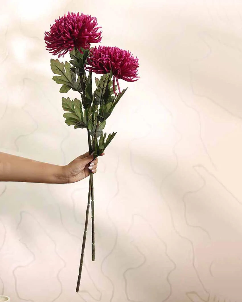 Chrysanthemum Artificial Flower | Set Of 2 |2.5 feet | Vase Not Included