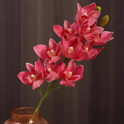 Dark Pink Silicon Cymbidium Artificial Flower | Vase Not Included