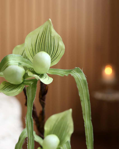 Artificial Paphiopedilum Orchid Flowers | Vase Not Included