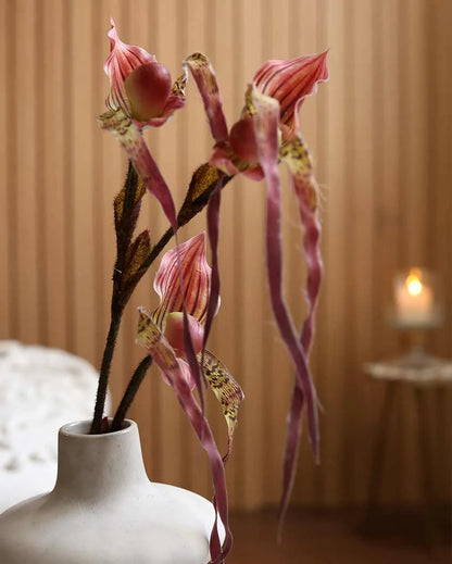 Artificial Paphiopedilum Orchid Flowers | Vase Not Included