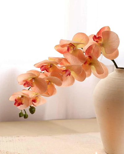 Peach Orchid Silicone Artificial Flower | 3 feet| Vase Not Included