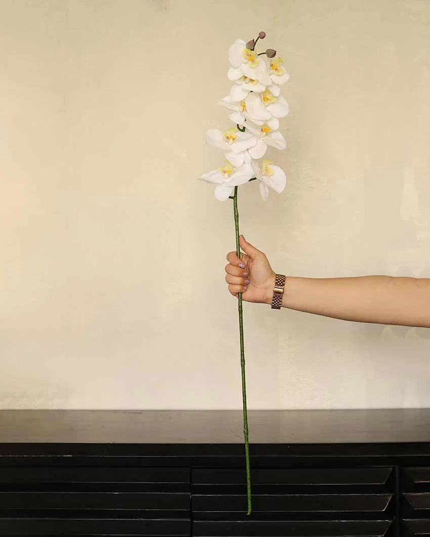 White Orchid Silicone Artificial Flower | 3 feet| Vase Not Included