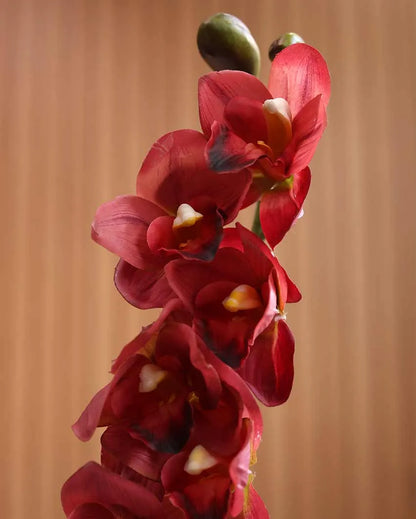 Red Silicon Cymbidium Artificial Flower | Vase Not Included