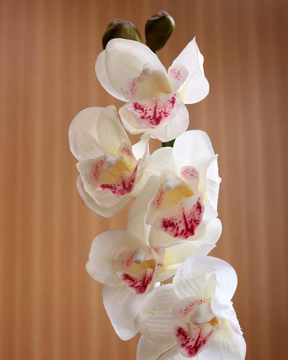 White Silicon Cymbidium Artificial Flower | Vase Not Included