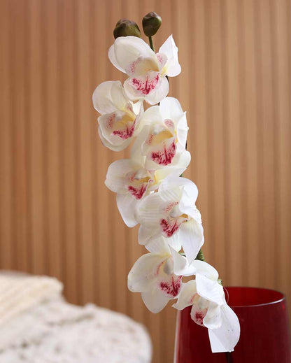 White Silicon Cymbidium Artificial Flower | Vase Not Included