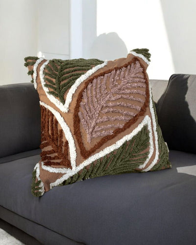 Whimsical Autumn Fern Tufted Cushion Cover | 18 x 18 inches