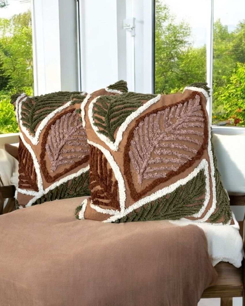 Whimsical Autumn Fern Tufted Cushion Cover | 18 x 18 inches