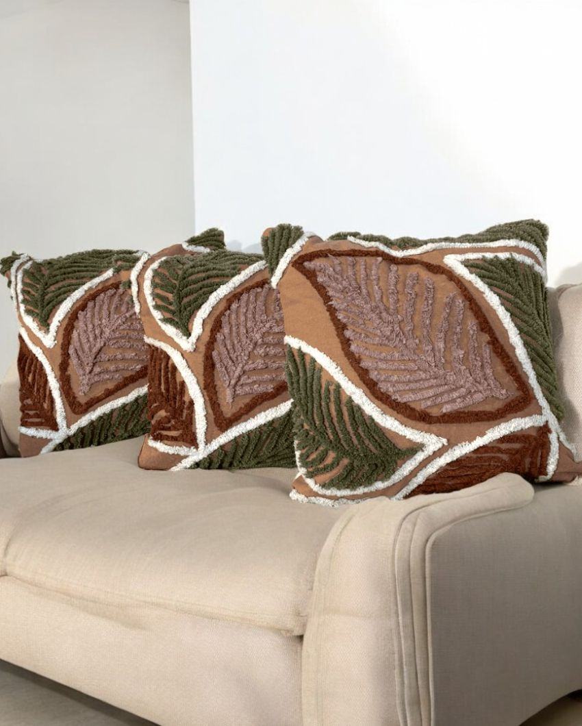 Whimsical Autumn Fern Tufted Cushion Cover | 18 x 18 inches