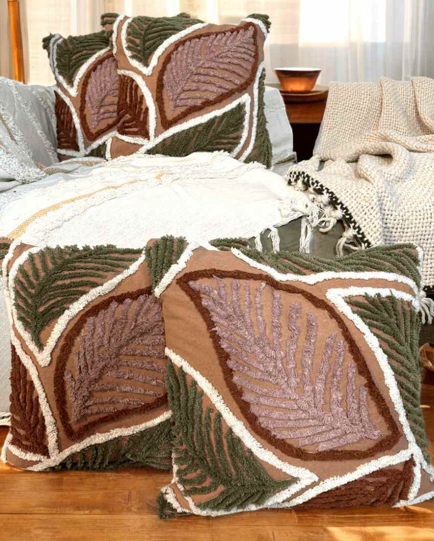 Whimsical Autumn Fern Tufted Cushion Cover | 18 x 18 inches