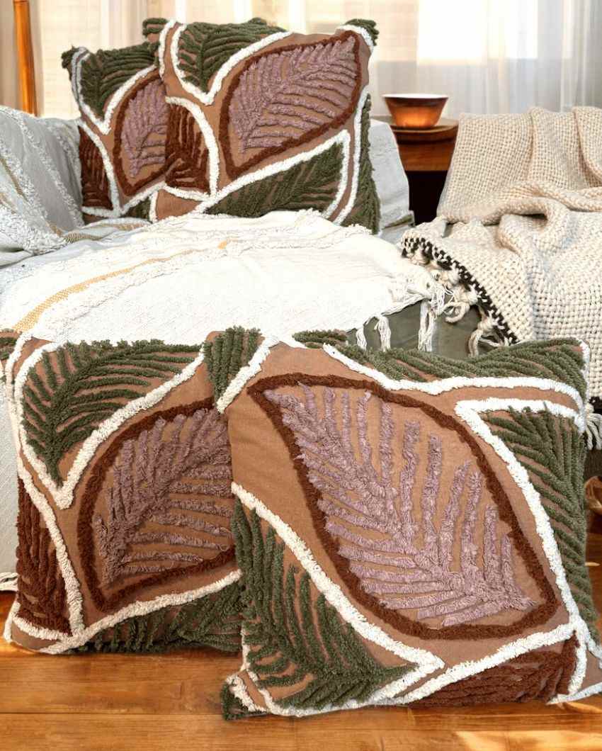 Whimsical Autumn Fern Tufted Cushion Cover | 18 x 18 inches