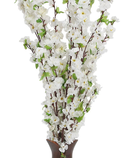 Artificial Cherry Blossoms Plastic Flowers | Set Of 6 White