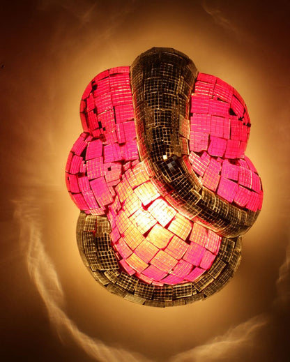 Red & Silver Ganesh Mounted Glass Wall Lamp