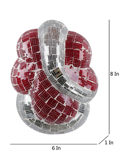 Red & Silver Ganesh Mounted Glass Wall Lamp