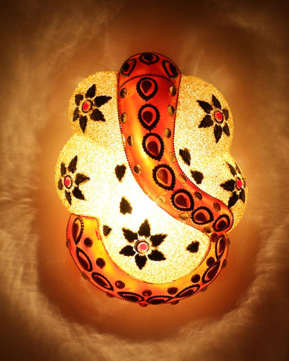 Beige Ganesh Mounted Glass Wall Lamp