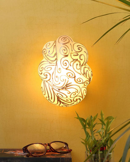 Beige Ganesh Mounted Glass Wall Lamp