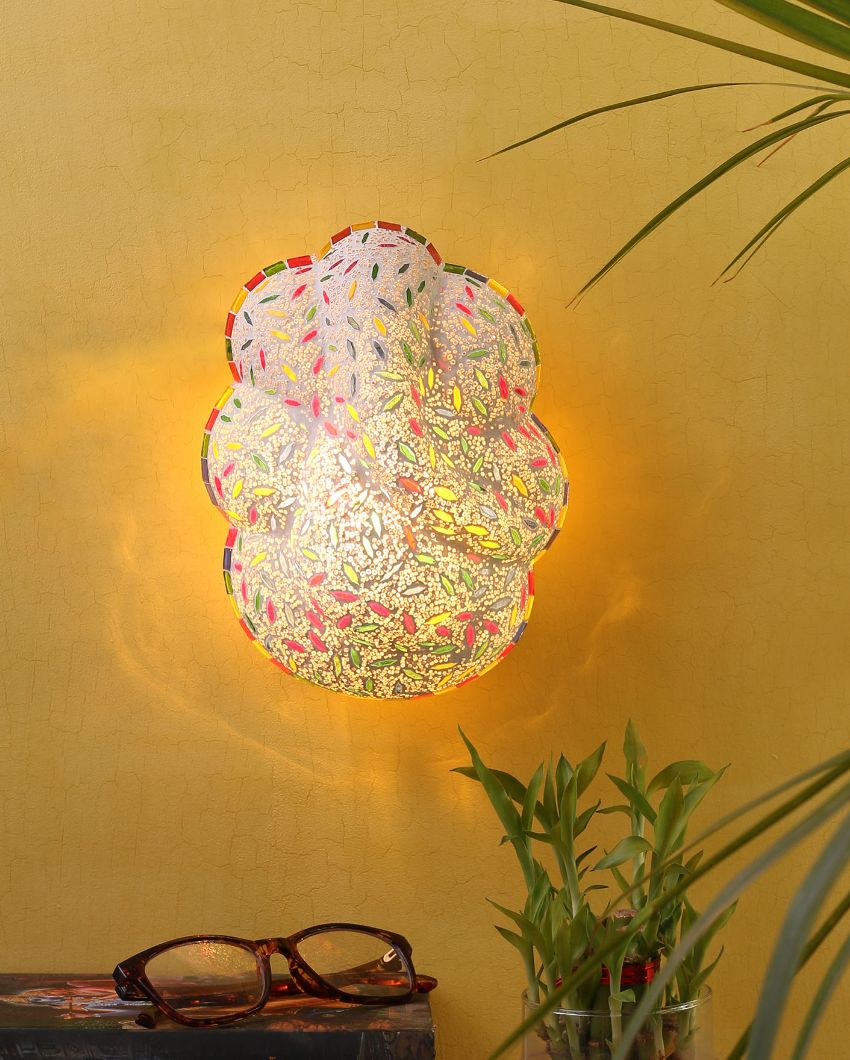 White Ganesh Mounted Glass Wall Lamp