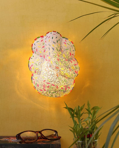 White Ganesh Mounted Glass Wall Lamp