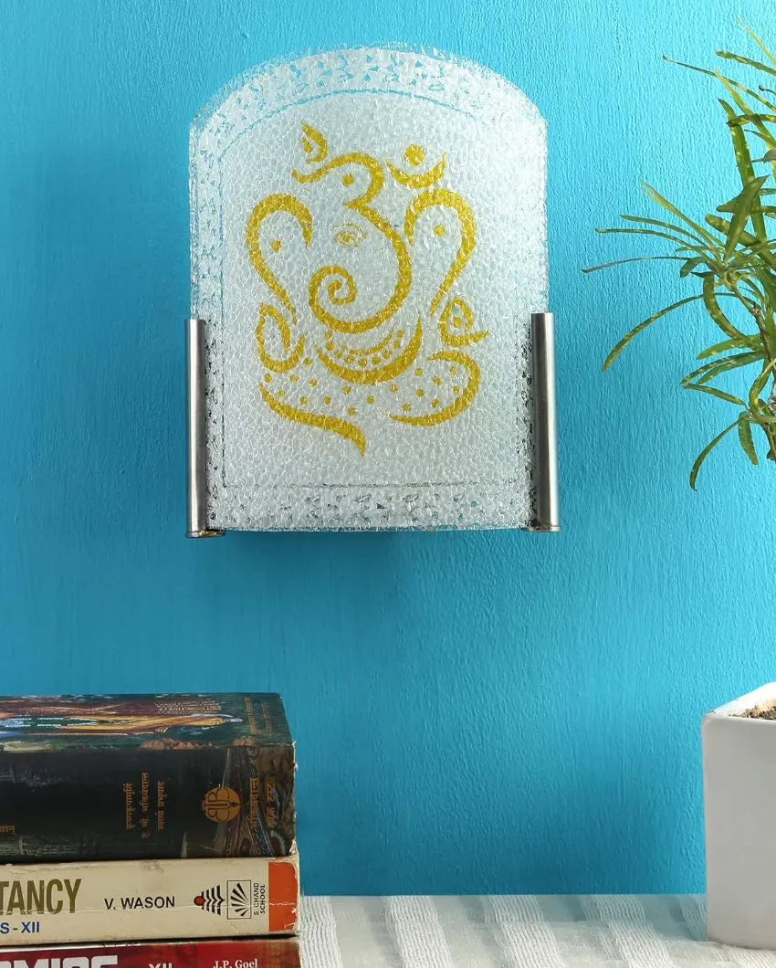 Printed Ganesh Mounted Glass Wall Lamp