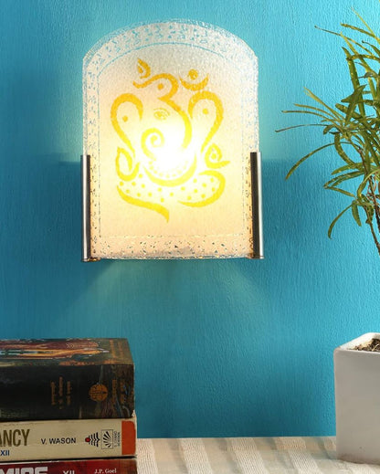 Printed Ganesh Mounted Glass Wall Lamp