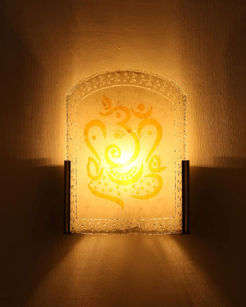 Printed Ganesh Mounted Glass Wall Lamp