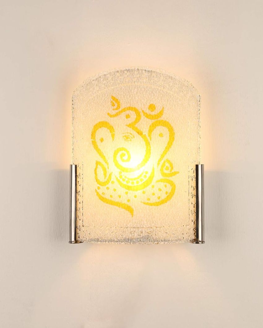 Printed Ganesh Mounted Glass Wall Lamp