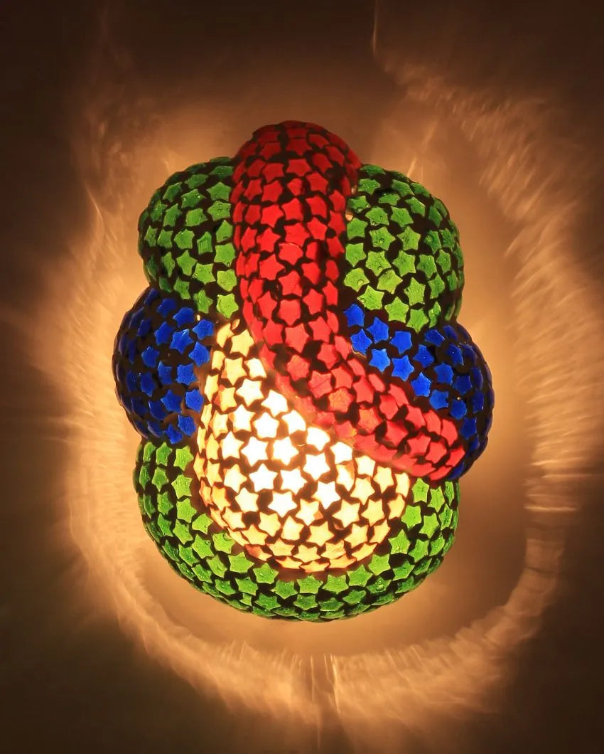 Printed Big Star Ganesh Mounted Glass Wall Lamp