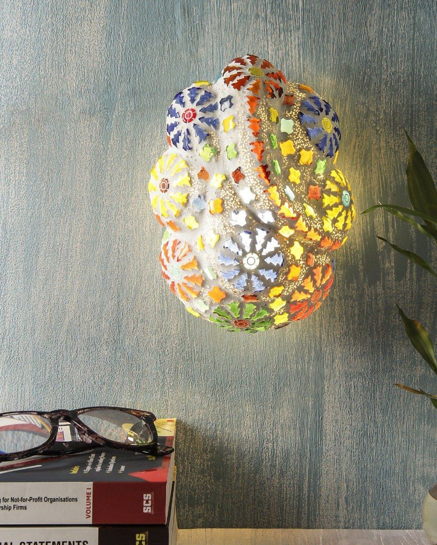 Colorful Ganesh Mounted Glass Wall Lamp